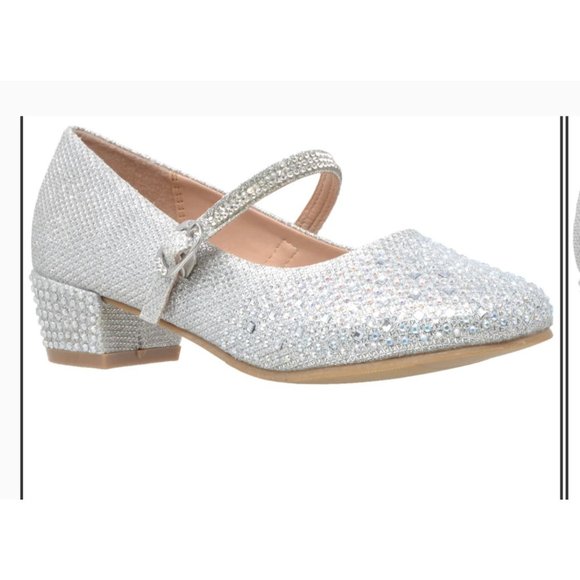 SOBEYO Mini Heel Silver Nude Shimmer Shoe Sz 5 - Picture 7 of 10